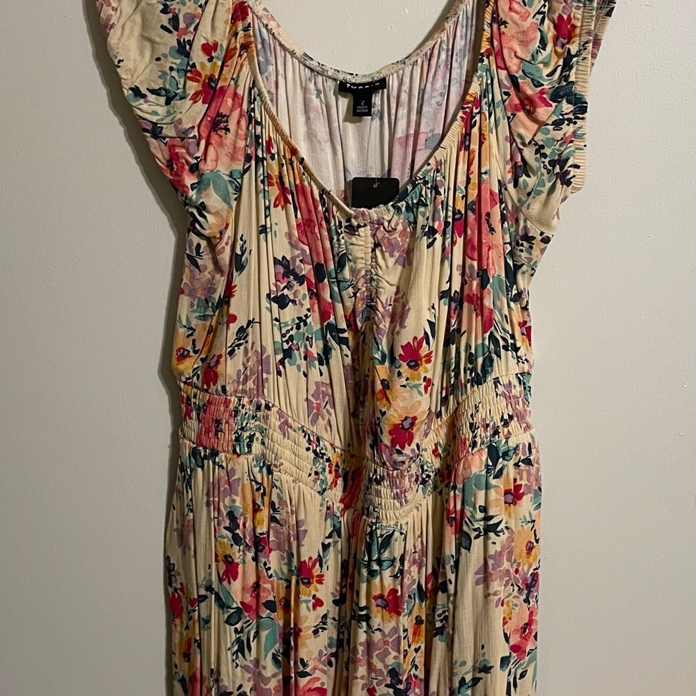 Floral Print Women's Dress-slightly off shoulder